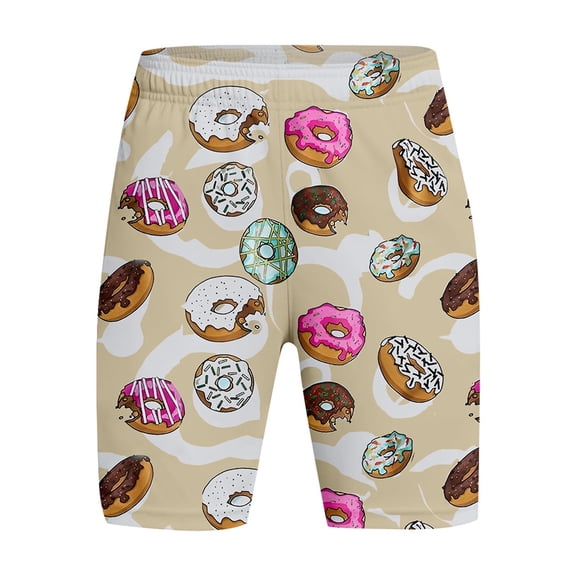 Vividxx Boys Casual Shorts Summer Shorts With Donut Print Elastic Waist Comfortable Casual Outfit For Kids Daily Wear 9-10 Years