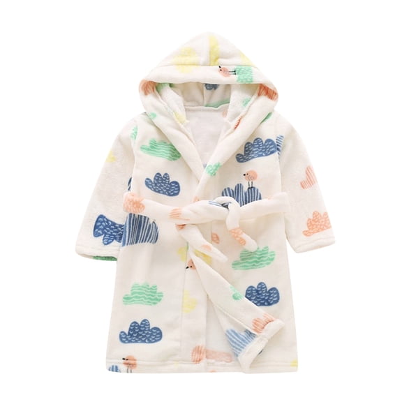 Vividxx Boys Girls Bathrobe Toddler Baby Boys Girls Cartoon Bathrobes Flannel Night-Robe Sleepwear Toddler Kids Long Sleeve Sleepwear 4-5 Years
