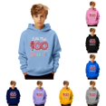 thumbnail image 1 of Vividxx Boys Hoodies 100 Days Casual Hooded Sweatshirt Fashion Letter Print Pullover Kids Athletic Soft Comfortable Outerwear For Children Youth For Fall Winter Clothes 11-12Years, 1 of 6