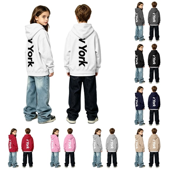 Vividxx Boys Hoodies Back Letter Print Pullover Hoodie Long Sleeve Hooded Sweatshirt Casual Soft Top For Kids For Fall Winter Preppy Clothes 9-10 Years