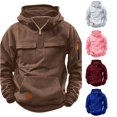 thumbnail image 1 of Vividxx Boys Hoodies Distressed Quarter Zip Pullover Long Sleeve Hooded Sweatshirt With Multiple Pockets Cozy Outerwear Casual Athletic Top For Fall Winter Preppy Clothes 9-10 Years, 1 of 7
