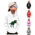 thumbnail image 1 of Vividxx Boys Hoodies Kids Dinosaur Print Long Sleeve Hooded Sweatshirts With Pocket Pullover Tops For Fall Winter Daily Wear 6-7 Years, 1 of 6