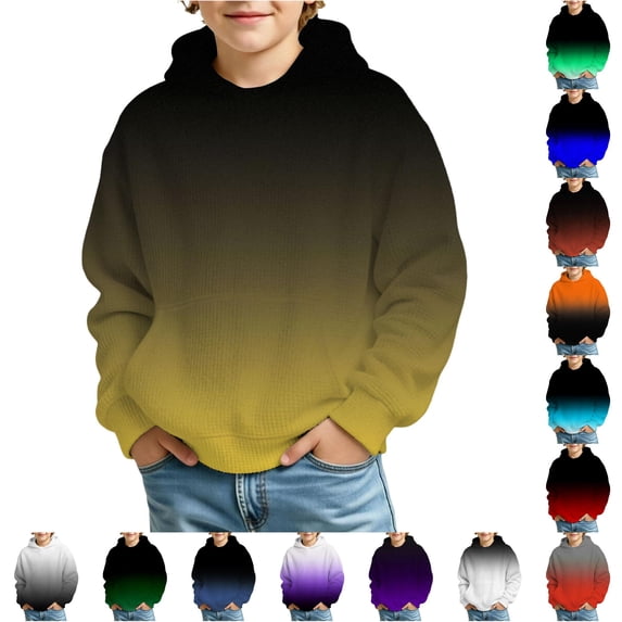 Vividxx Boys Hoodies Kids Gradient Pullover Long Sleeve Hooded Sweatshirt Loose Fit Casual Outdoor Jacket Fall Clothes 7-8 Years