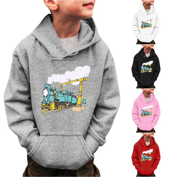 Vividxx Boys Hoodies Little Boys Cartoon Print Sweatshirts Long Sleeve Hooded Pullover Toddler Kids Winter Warm Hooded Sweatshirts For Fall Winter Daily Wear 11-12 Years