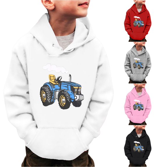 Vividxx Boys Hoodies Little Boys Cartoon Print Sweatshirts Long Sleeve Hooded Pullover Toddler Kids Winter Warm Hooded Sweatshirts For Fall Winter Streetwear 7-8 Years