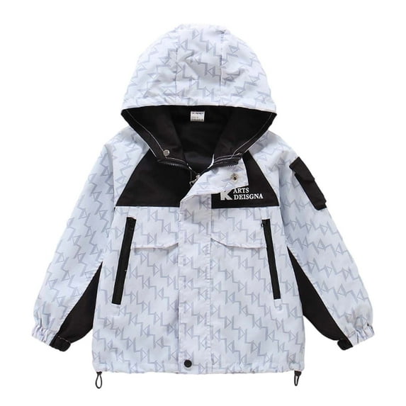 Vividxx Boys Jacket Autumn Casual Outdoor Windbreaker Coats For Kids Age 6 15 Lightweight Comfortable Hooded Jacket Children Raincoat For Daily Wear Solid Color Toddler O-Neck Classic Outwear