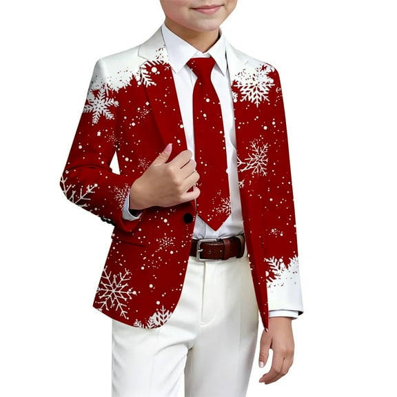 Vividxx Boys Jacket Boys Suit Blazer Christmas Printed Boys Jacket Elegant Formal For Holiday Parties And With Stylish Festive Design For Kids And Youth 11-12 Years