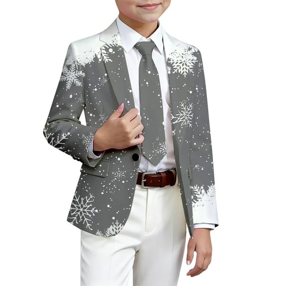 Vividxx Boys Jacket Boys Suit Blazer Christmas Printed Boys Jacket Elegant Formal For Holiday Parties And With Stylish Festive Design For Kids And Youth 7-8 Years