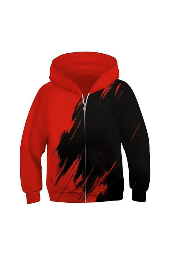Boys Jacket Boys Zip Up Hoodies Kids 3D Graphic Hoody Sweatshirt Zipper Pullover With Pockets 10-11 Years
