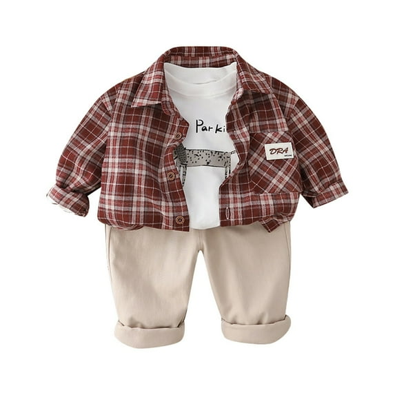 Vividxx Boys Outfits Sets 2-7 Years Casual Everyday School Wear Round Neck 3PCS Outfits Sets Toddler Kids Comfortable Play Clothes Solid Color Fashionable Dailywear