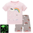 thumbnail image 1 of Vividxx Boys Outfits Sets Casual Short Sleeve Tops Shorts Pajama Sets With Cute Print Round Neck Comfortable Elastic Waist For Toddler Kids Age 3-8 Summer Comfort Dailywear, 1 of 2