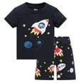 thumbnail image 1 of Vividxx Boys Outfits Sets Casual Short Sleeve Tops Shorts Pajama Sets With Cute Print Round Neck Comfortable Elastic Waist For Toddler Kids Age 3-8 Summer Cozy Dailywear, 1 of 2