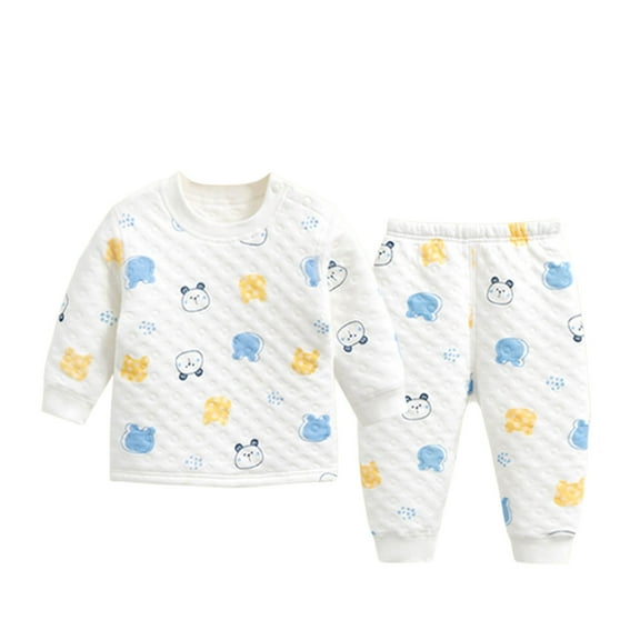 Vividxx Boys Pajamas Baby Boys Thermal Underwear Set Winter Warm Pajamas Long Sleeve Top And Pants Outfit For Toddler Homewear Loungewear Sleepwear 18-24 Months