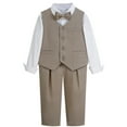 thumbnail image 1 of Vividxx Boys Suit Jacket Pants Outfits Sets Large Sized Formal Clothing Children Performance Outfits Sets Speech And Hosting Bowknot Jacket Shirt And Trousers Solid Color Toddler Birthday Dailywear, 1 of 7