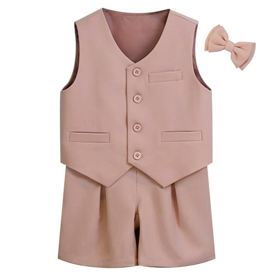 Vividxx Boys Suit Sets Formal Attire For Family Child Performance Wedding And Celebration Party Outfits Sets (including Bow Ties Jackets Shorts) Solid Color Toddler Leisure Dailywear