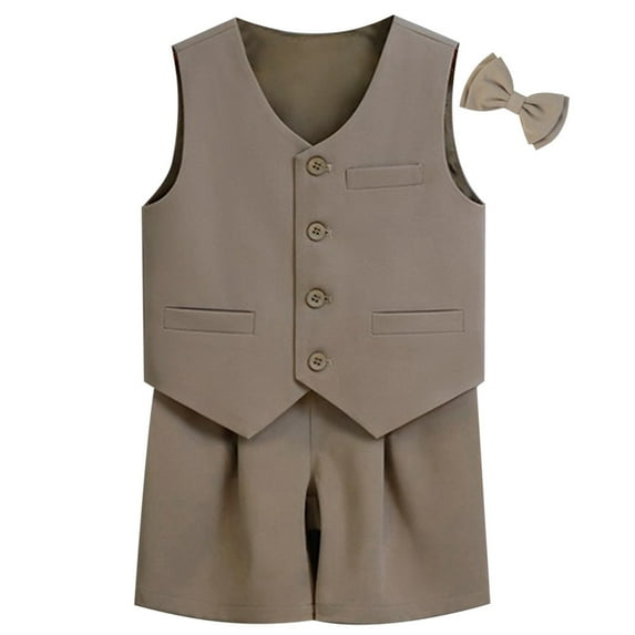 Vividxx Boys Suit Sets Formal Attire For Family Child Performance Wedding And Celebration Party Outfits Sets (including Bow Ties Jackets Shorts) Solid Color Toddler Birthday Dailywear