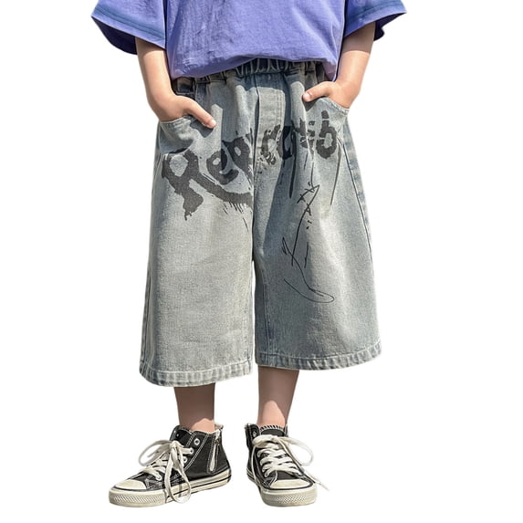 Vividxx Boys Summer Shorts Casual Denim Cargo Pants Comfortable Breathable Kids Slacks Lightweight Active Wear For Toddler Solid Color Relaxed Fit Bottoms