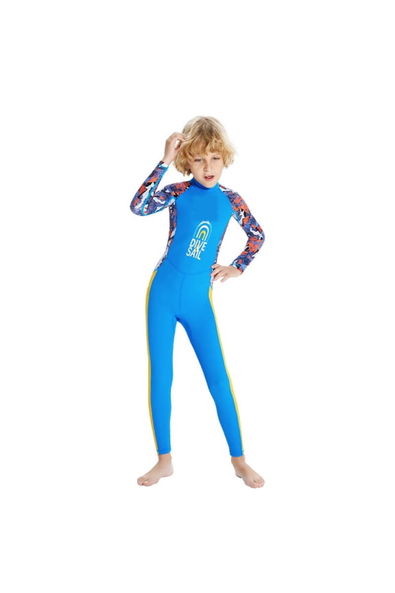 Boys Sun Rash Guard Swimwear Wetsuit For Kids Long Sleeve Outdoor Surfing Snorkeling 8-9 Years