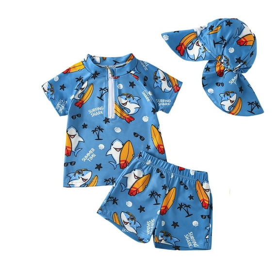 Vividxx Boys Swimwear Set Baby Ocean Star Printed Romper With Matching Hat Summer Beach Outfit For Toddlers 3-6 Months