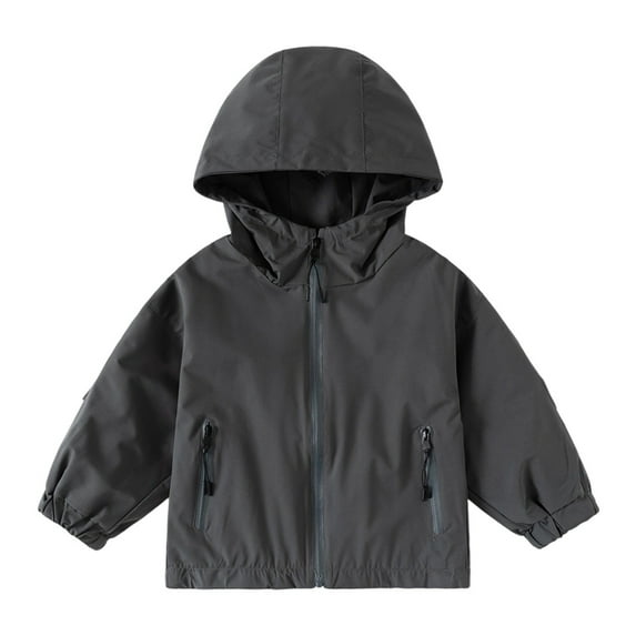 Vividxx Boys Windbreaker Jacket For Kids Lightweight Hooded Zipper Coats Outdoor Casual School Jacket For Boys Age 2-13 Years Solid Color Toddler O-Neck Leisure Outwear