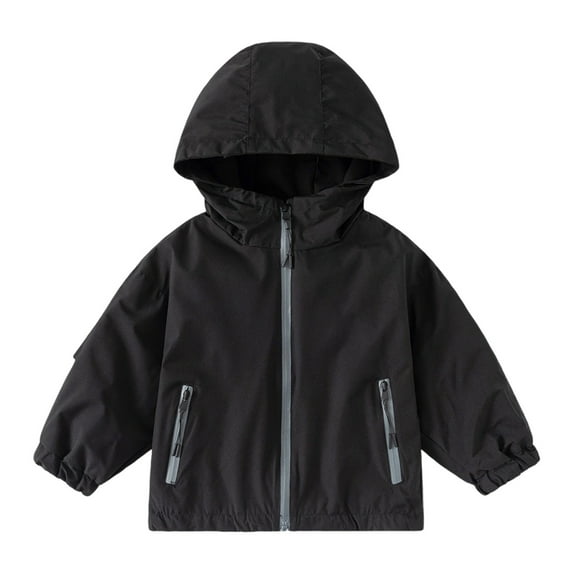 Vividxx Boys Windbreaker Jacket For Kids Lightweight Hooded Zipper Coats Outdoor Casual School Jacket For Boys Age 2-13 Years Solid Color Toddler O-Neck Relaxed Fit Outwear