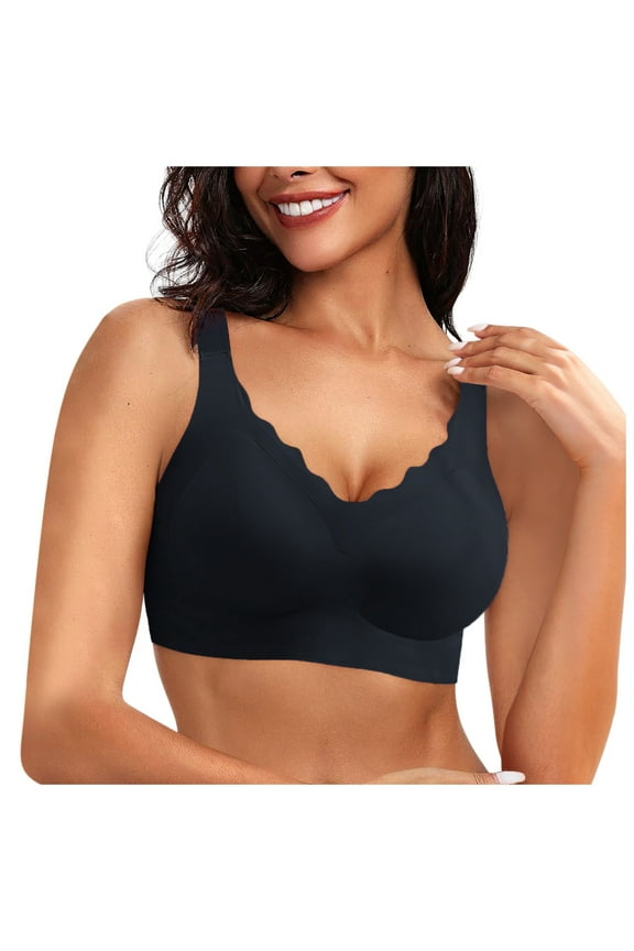 Bras For Women Seamless Bras No Underwire Scalloped Push Up Bras Soft Wireless Comfort Bralettes Full Coverage Everyday Bra Breathable