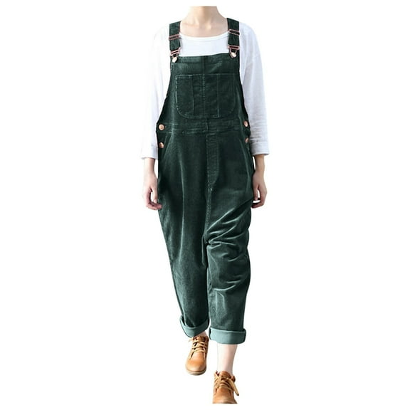 Vividxx Corduroy Jumpsuit Casual Long Strapless Overalls Solid Color Fashion Romper With Pockets 2025 Fall Trendy Clothes