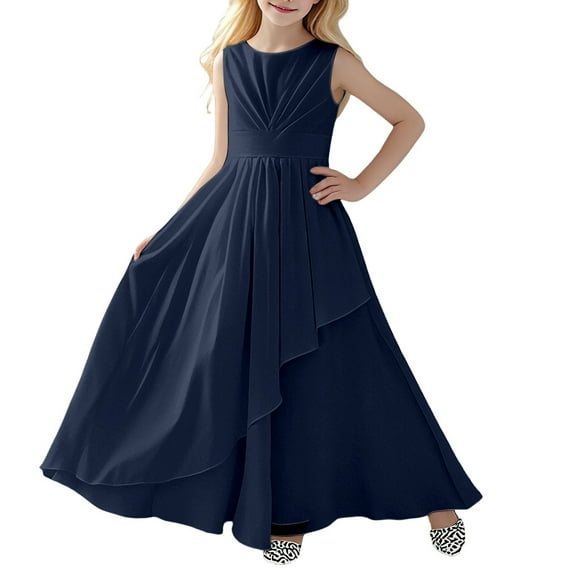 Vividxx Dress For Girls For Elegant Sleeveless Crew Neck Party Dress For Kids For Performances Weddings And Outdoor Events 100