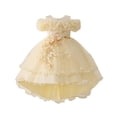 thumbnail image 1 of Vividxx Dress For Girls Satin Girl Dress With Puffed Sleeves For Birthday Party Christening And 3-4 Years, 1 of 9