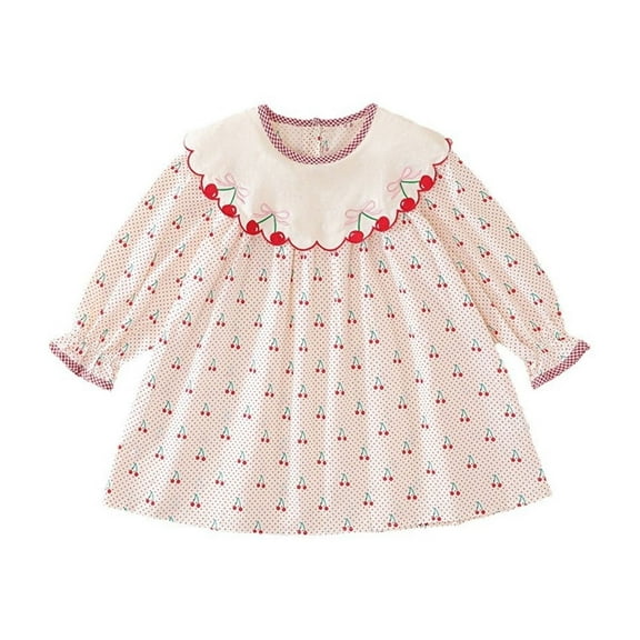Vividxx Dress For Girls Trendy Girls Dresses For Daily Wear Cherry Print Design Ideal For Spring Summer 7-8 Years