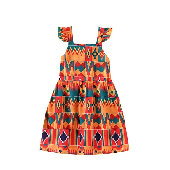 Vividxx Dress For Girls African Bohemian Style Summer Girl Dress With Flowing Sleeves And Elastic Waistband In A Casual Style Suitable For Children Comfortable And Loose Outfit 4-5 Years