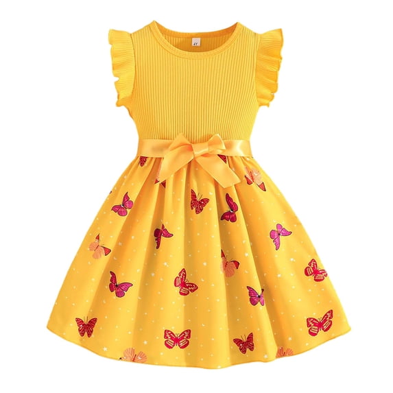 Vividxx Dresses For Girls Ribbed Sleeveless Summer Dress With Print Flowy Dress For Toddler And Comfort Clothes For Kids
