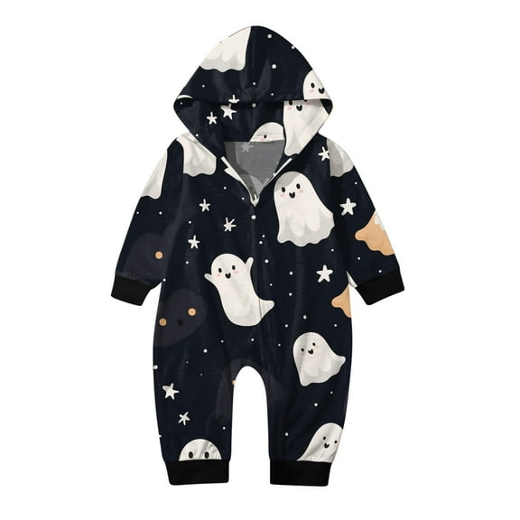 Vividxx Family Matching Halloween Onesie Pajamas Infant Boys Girls Zipper Hoodie Romper Halloween Parent Child Print Family Matching Outfit For Baby 0-3 Months