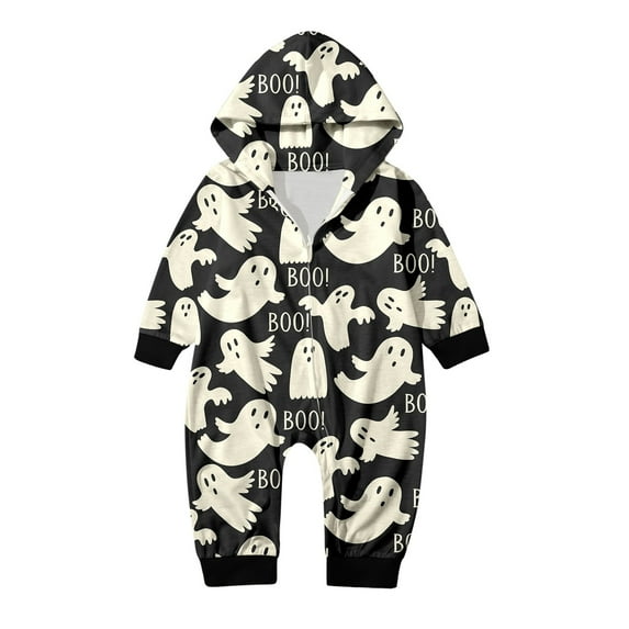 Vividxx Family Matching Pajamas Infant Boys Girls Halloween Parent Child Hooded Zipper Comfy Romper Jumpsuit Family Home Loungewear Matching Pajamas For Baby 9-12 Months