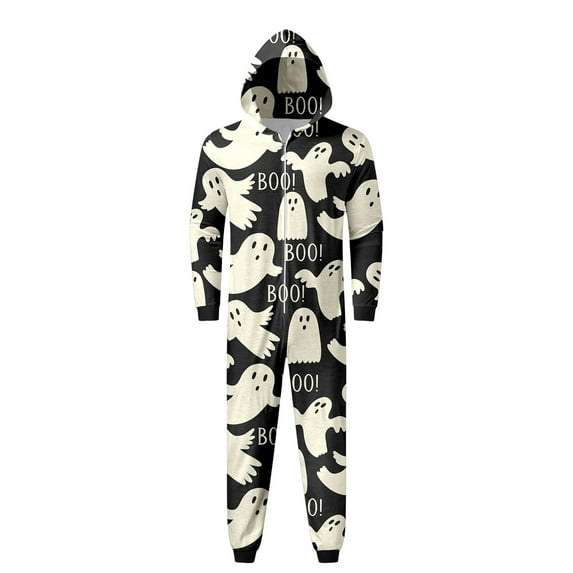 Vividxx Family Matching Pajamas Men's Halloween Parent Child Comfy Jumpsuit Hooded Zipper Romper Jumpsuit Family Home Loungewear Matching Pajamas For Dad