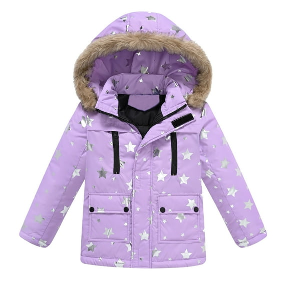 Vividxx Girl Winter Coats Kids Boys Girls Winter Thicken Coat With Pocket Hooded Jacket Toddler Windproof Zipper Thick Warm Fall Outerwear Jackets 2-3 Years