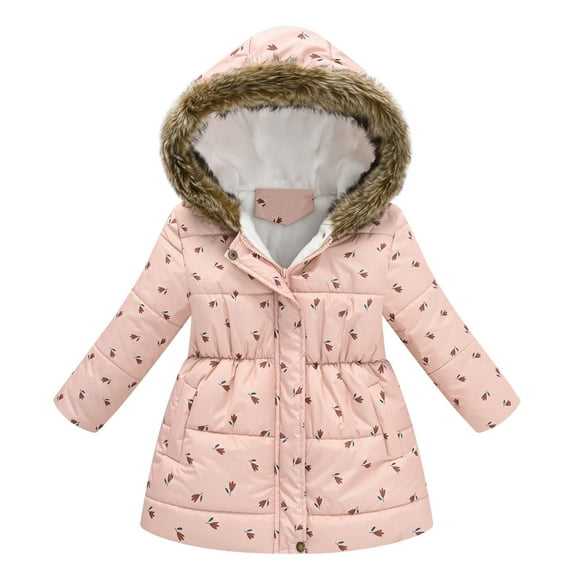 Vividxx Girl Winter Coats Toddler Boys Girls Winter Cartoon Printed Hooded Jacket Thicken Windproof Zipper Outwear Warm Autumn Winter Coat 2-3 Years