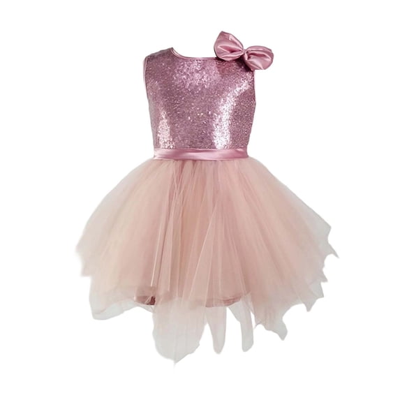 Vividxx Girl's Dresses Girls' Color Sleeveless Party Dress With Cute Round Neck For Kids Stage Performance Ready Lightweight Skirt For Girls 5-6 Years