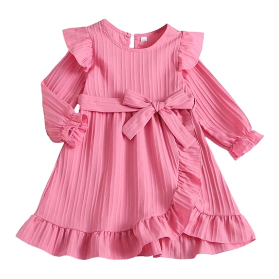 Vividxx Girl's Dresses Stylish Girls Long Sleeve Dress Elegant Lace Trim Fit And Flare Party Wear Comfortable Soft Fabric Fall Season Casual And Formal Attire 11-12 Years