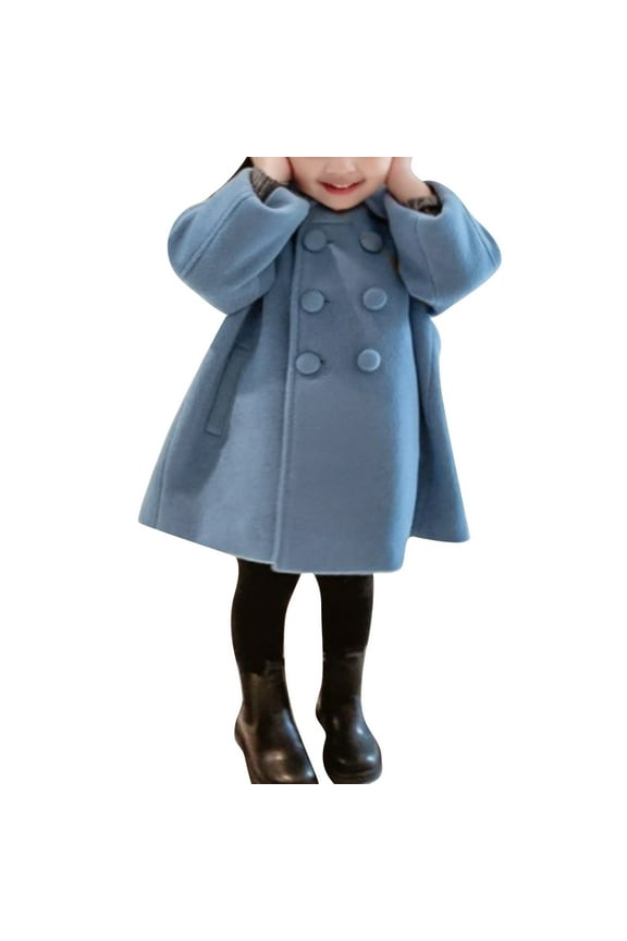Girl's Winter Coat Jacket Children Long Woolen Cloth And Baby Girls Thickening Double Coat Winter Toddler Boys Girls Clothes 6-7 Years