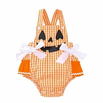 Vividxx Girls Bodysuits Baby Halloween Onesie Cute Bow Print Romper For Newborn Daily Wear Soft Comfortable Loose Fit O-Neck Trendy Dailywear