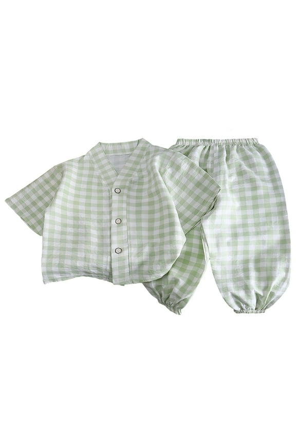 Girls Boys Summer Pajama Sets 3/4 Sleeve Cloud Sleepwear Kids Toddler Homewear Outfits Sets Soft Comfortable Casual Loungewear For Baby Children Solid Color O-Neck Leisure Dailywear