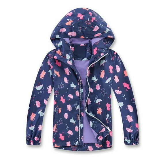 Vividxx Girls Breathable Outdoor Windbreaker Jacket For Kids 3-12 Years Lightweight Hooded Raincoat For All Seasons Party Play Solid Color Toddler O-Neck Fashionable Outwear