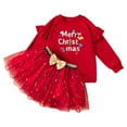 thumbnail image 1 of Vividxx Girls Clothes Sets Christmas Girls Outfits 2 Piece Set Long Sleeve Tops With Letter Print And Skirts Toddler Party Wear Casual Holiday Dresses For Baby 3-4 Years, 1 of 9