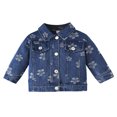 thumbnail image 1 of Vividxx Girls Denim Jacket Long Sleeve Embroidered Stand Collar Casual Summer Coats For Baby Infants Newborn Solid Color Soft Outwear, 1 of 8