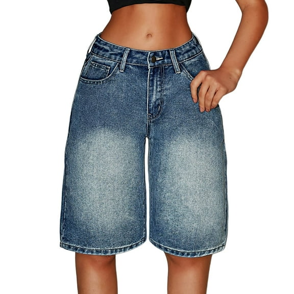 Vividxx Girls Denim Shorts For Teens Casual Summer Slacks High Waist Stretch Comfortable Youth Fashion Bottoms Solid Color Toddler Breathable Bottoms