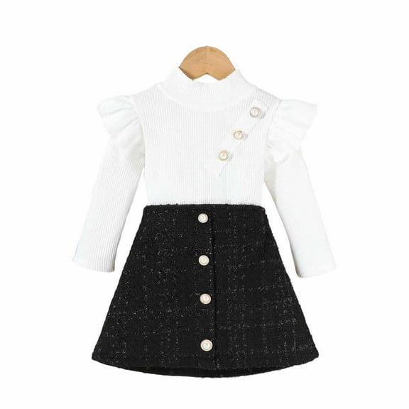 Vividxx Girls Dress Elegant Girls 2 Piece Outfit High Neck Sleeveless Top With Classic Short Skirt For Toddlers And Kids Fashion Wear 2-3 Years