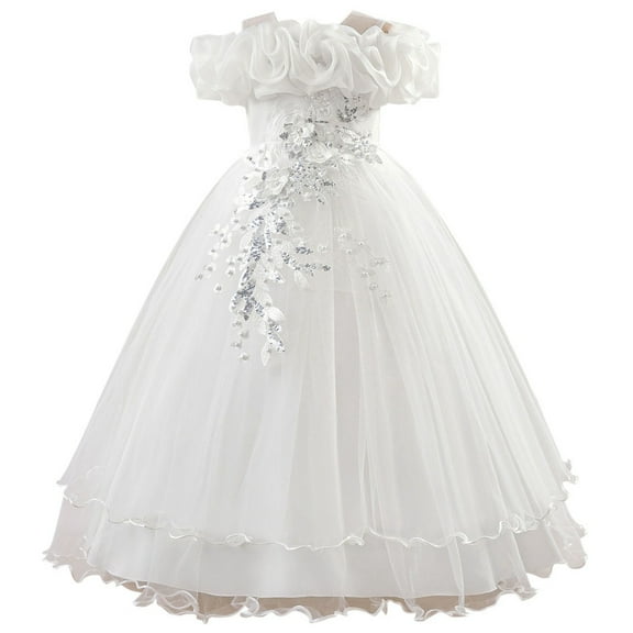 Vividxx Girls Dress Elegant Girls Dresses For Casual Wedding And Party Wear With Off Shoulder Design And Tutu Skirt 160