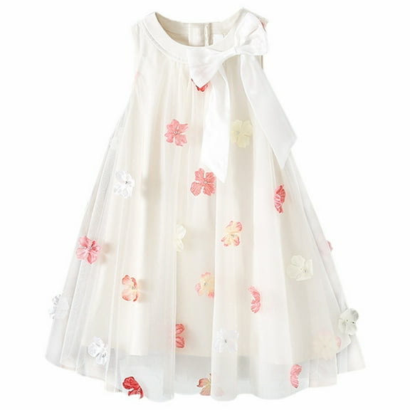 Vividxx Girls Dress For Toddlers Kids Floral Bow Tutu Dress Casual Party Wear Spring Summer Outfit For 3 8 Years Old 2-4 Years