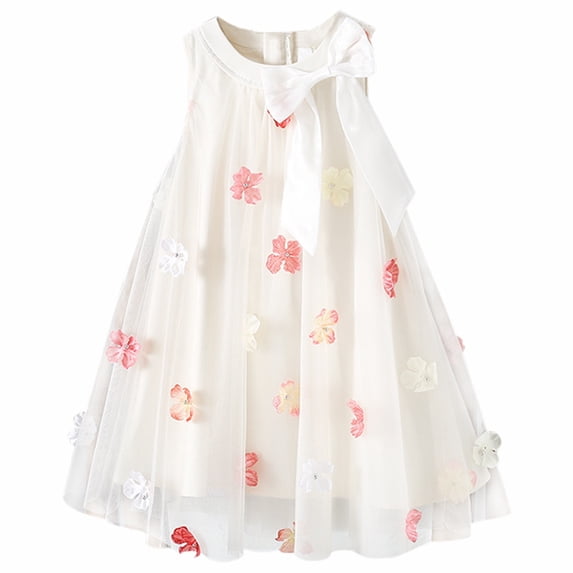 Vividxx Girls Dress For Toddlers Kids Floral Bow Tutu Dress Casual Party Wear Spring Summer Outfit For 3 8 Years Old 2-4 Years